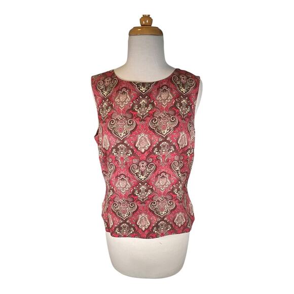 Vintage Charter Club Petite Y2K 100% Silk Sleeveless Top Cranberry Size 12P NWT - Picture 7 of 8